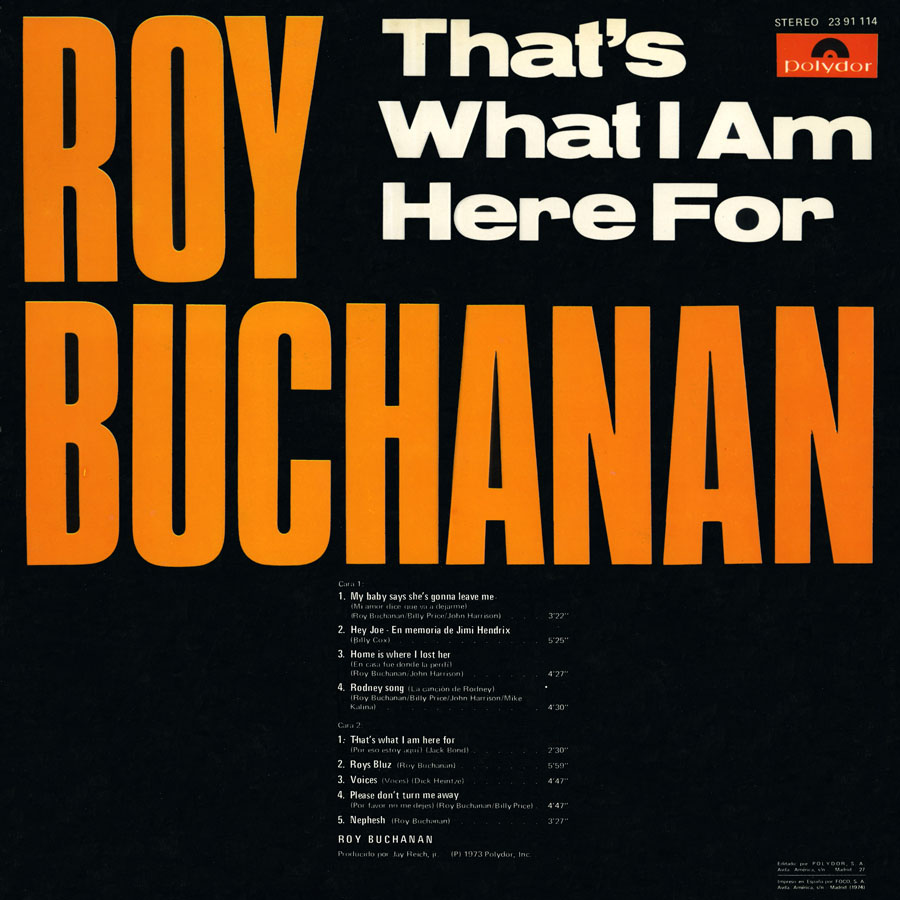 roy buchanan lp that's what i am here for spain back