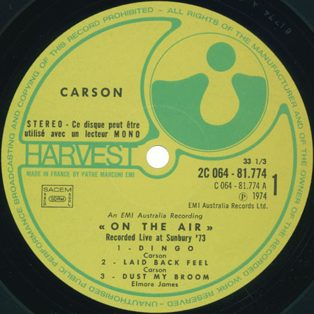 carson lp on the air label 1