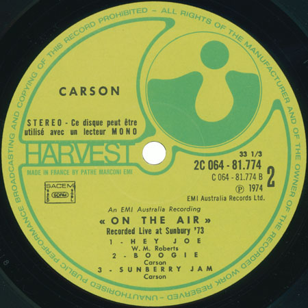 carson lp on the air label 2