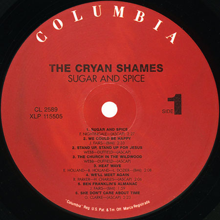cryan' shames lp sugar and spice columbia cl 2589 usa 2006 label 1