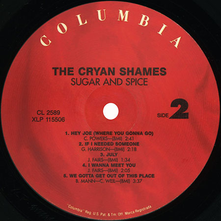 cryan' shames lp sugar and spice columbia cl 2589 usa 2006label 2