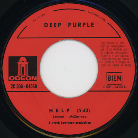 deep purple single help hey joe stereo france label 1 help