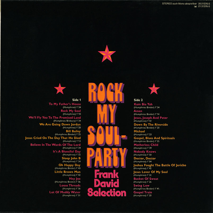 frank david selection lp rock my soul party back