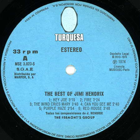fremont's group lp best of jimi hendrix turquesa label 1