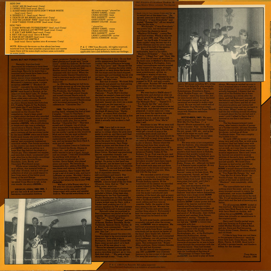 gonn lp history of garage band music volume 9 back cover