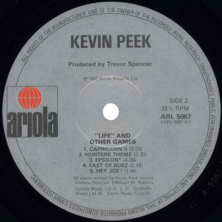 kevin peek lp life and other games label 2