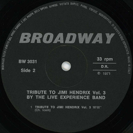 live experience band lp tribute to jimi hendrix volume 3 label 2