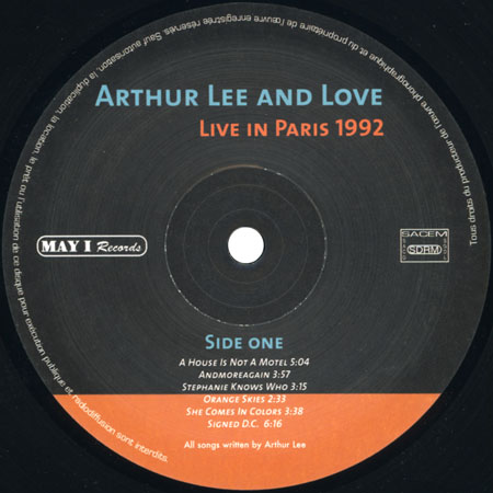 arthur lee and love lp live in paris 1992 label 1