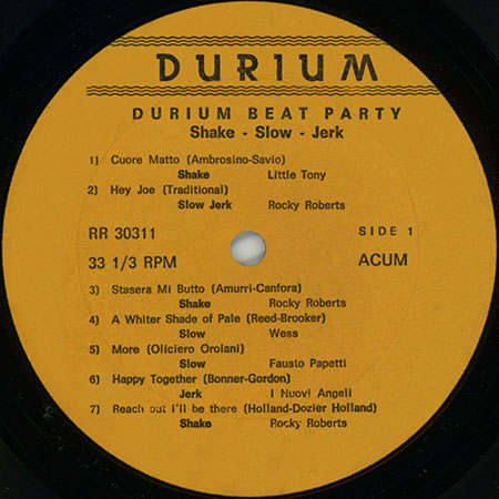 rocky roberts and the airedales lp durium beat party label 1