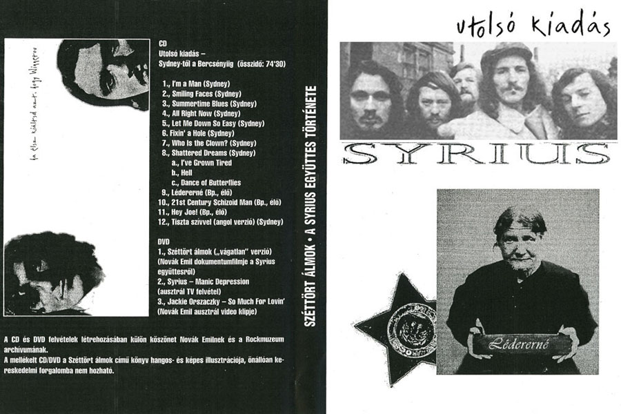 Syrius CD DVD Utolso Kiadas original cover