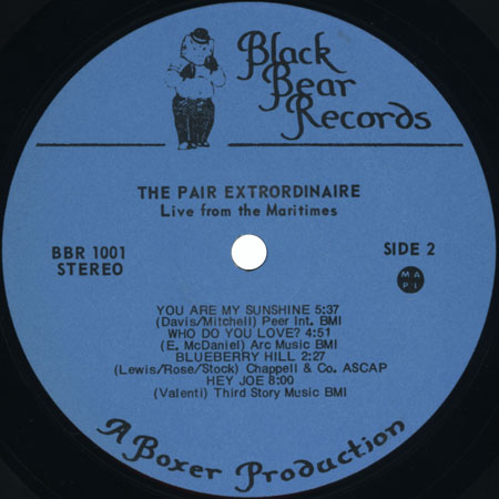 the pair extraordinaire lp live from the maritimes label 2