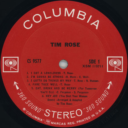 tim rose lp same columbia cs 9577 label 1