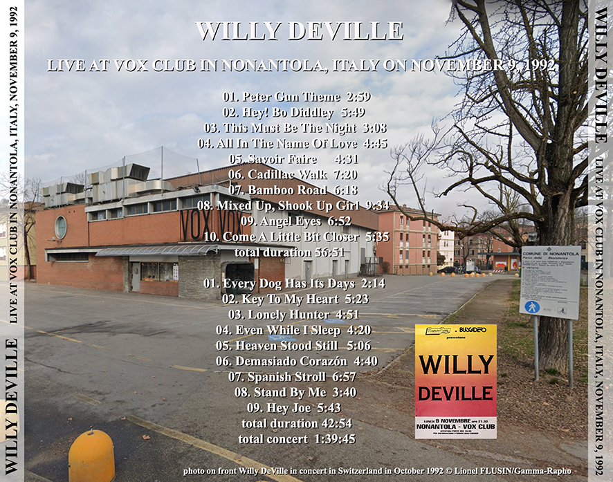 willy deville 1992 11 09 cd vox club nonantola italy tray