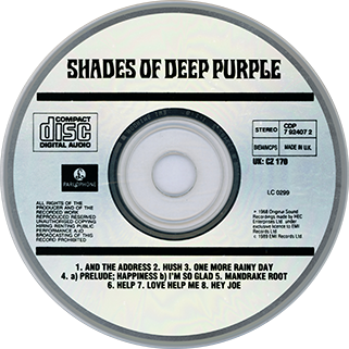 deep purple cd shades of parlophone EMI label