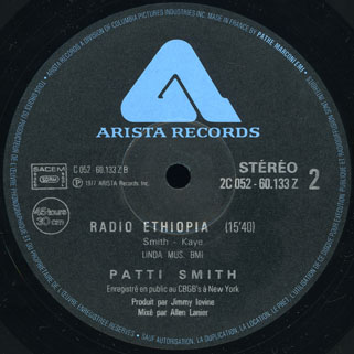 patti smith 12 inches 45 rpm arista france label 2