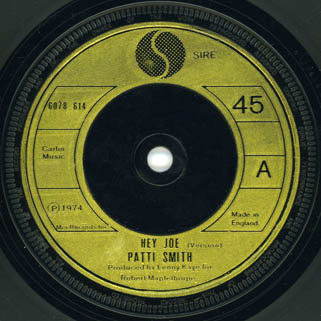 patti smith single hey joe piss factory sire label 1