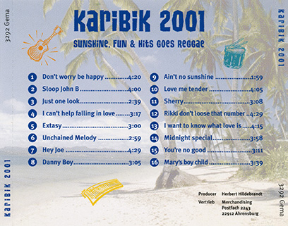 herbert hildebrandt cd karibik 2001 cd sunshine fun and hit goes reggae tray