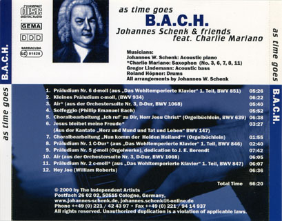 johannes schenk cd as time goes bach tray
