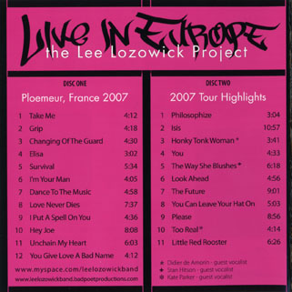lee lozowick project cd live in europe back cover