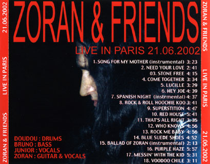 zoran and friends cd live in paris tray