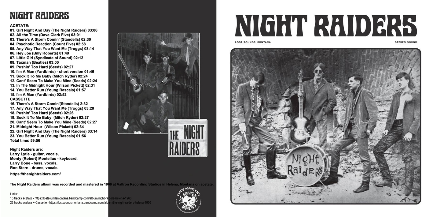 Night Raiders CD album acetate and cassette 1966 cover