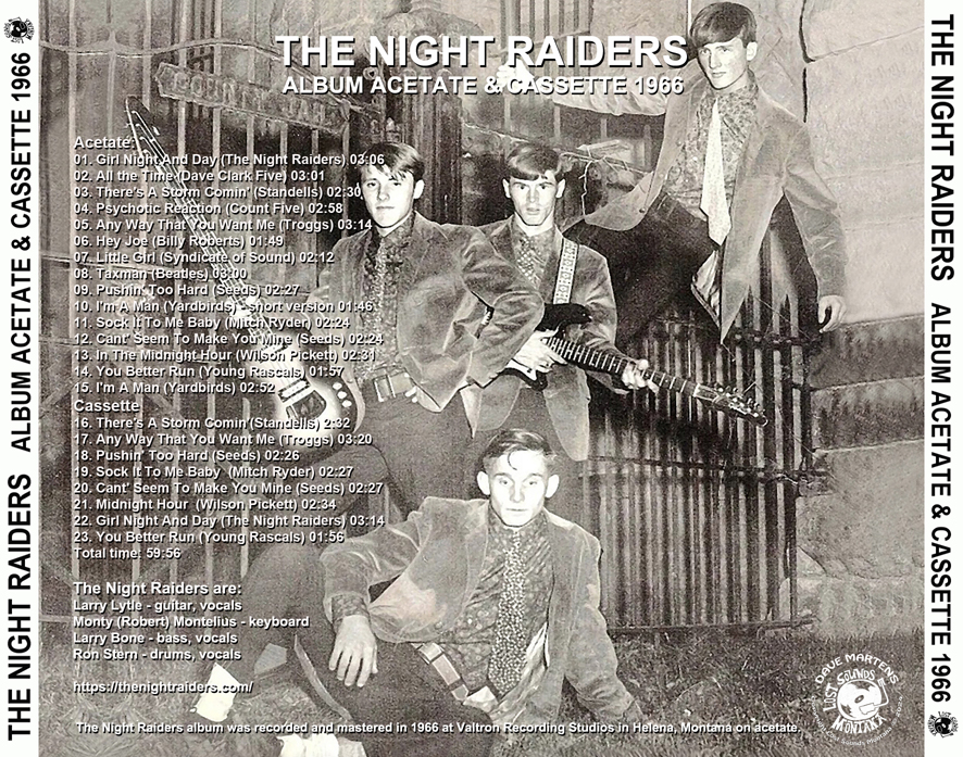 Night Raiders CD album acetate and cassette 1966 tray
