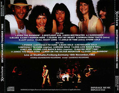 rainbow 1982 11 18 cd deutschland tournee 1982  tray