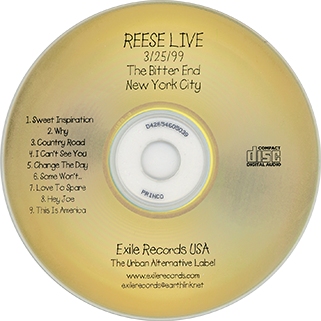 Reese CD Live Electric Set Volume 1 label