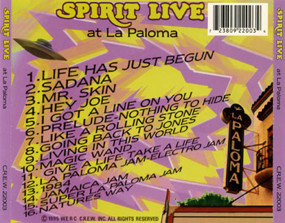 spirit cd live at la paloma tray