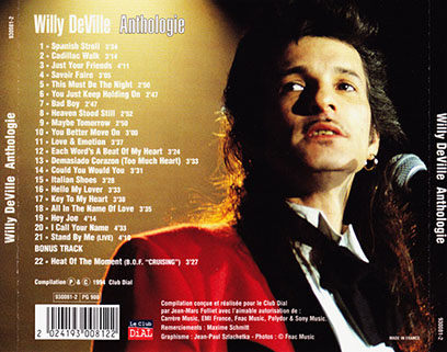 willy deville cd anthologie dial tray