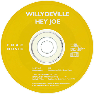 
willy deville cd single hey joe fnac music belgium 165.5086.40 label
