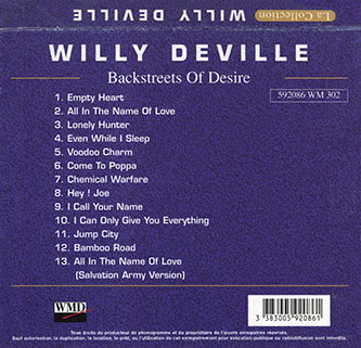 
willy deville cd la collection backstreets of desire card sleeve back