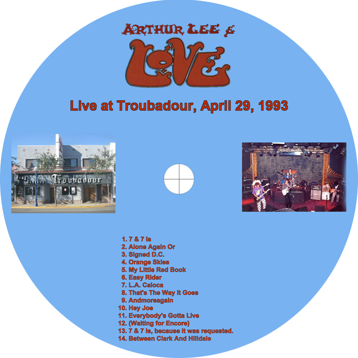 love cdr liva at trobadour on april 29, 1993 label