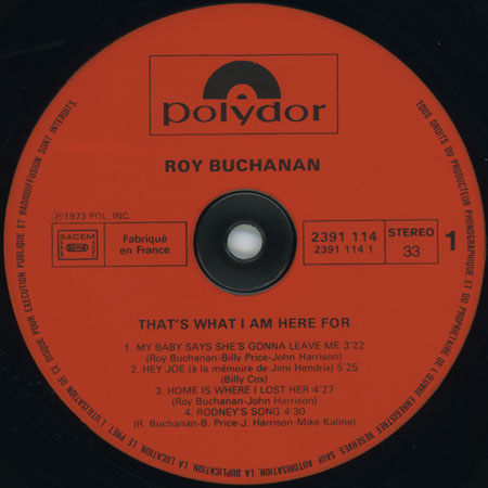 roy buchanan lp that's what i am here for france label 1