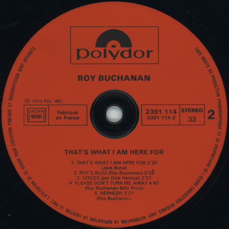 roy buchanan lp that's what i am here for france label 2