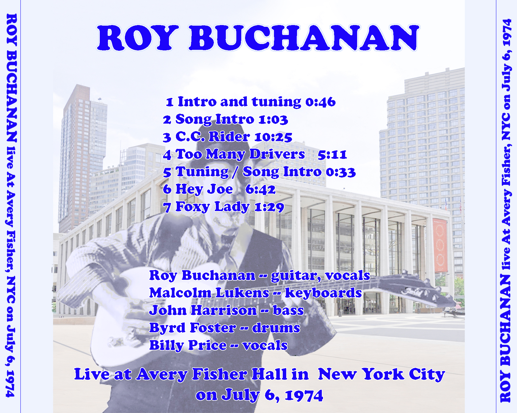 roy buchanan cdr live at avery fisher july 6, 1974 tray