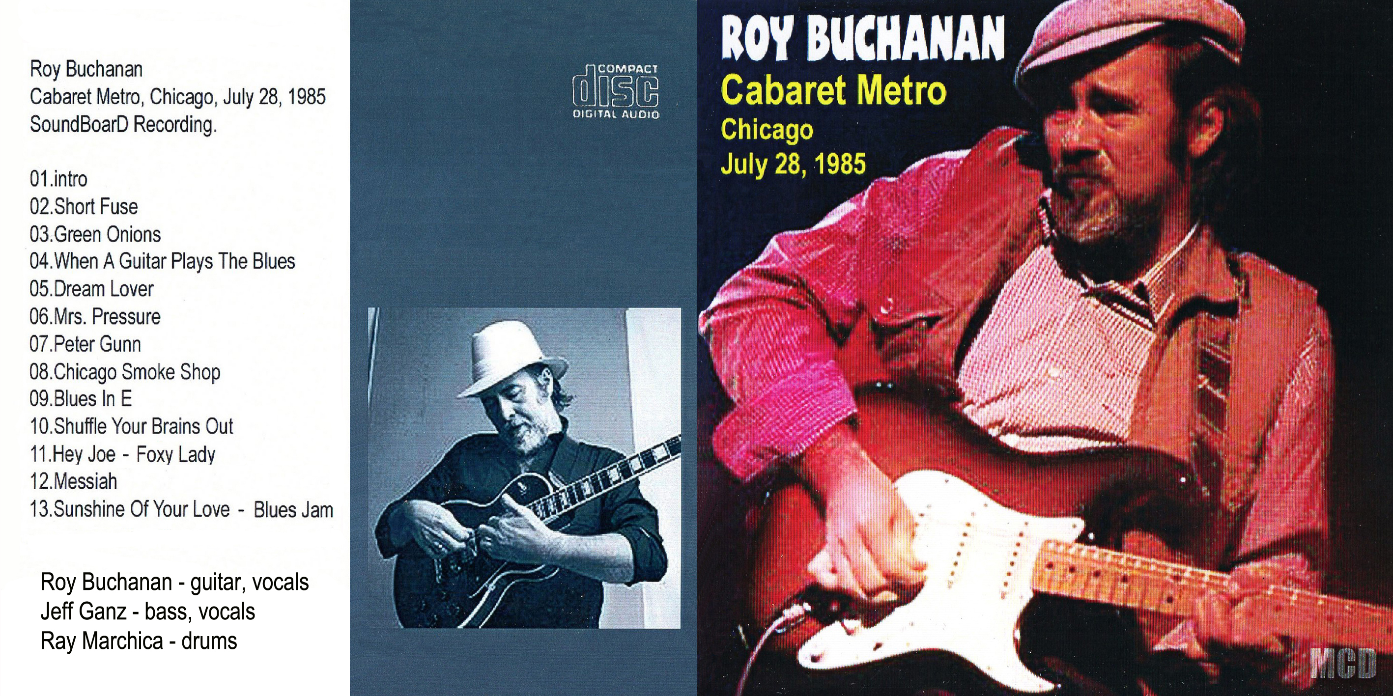 roy buchanan cdr mcd cabaret metro chicago july 28, 1985 cover out