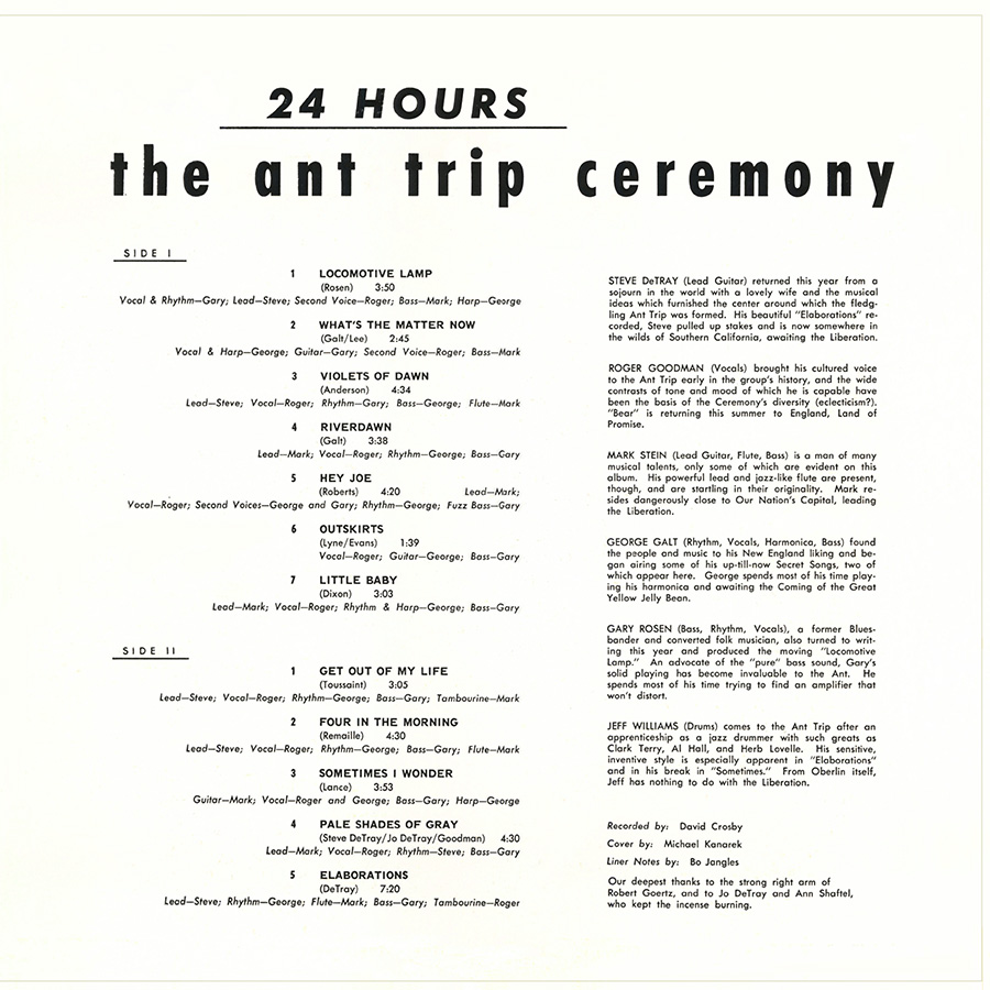 Ant Trip Ceremony LP 24 Hours label Resurrection back