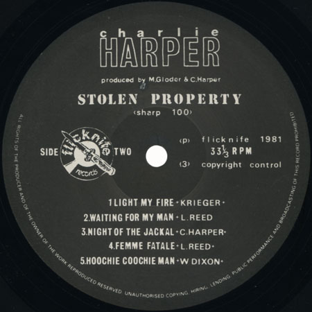 charlie harper lp stolen property label 2