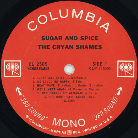 cryan shames lp sugar and sice mono label 1