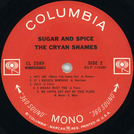 cryan shames lp sugar and sice mono label 2