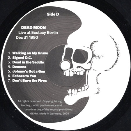 Dead Moon LP Live At Ecstasy Berlin Dec 31 1990 side D