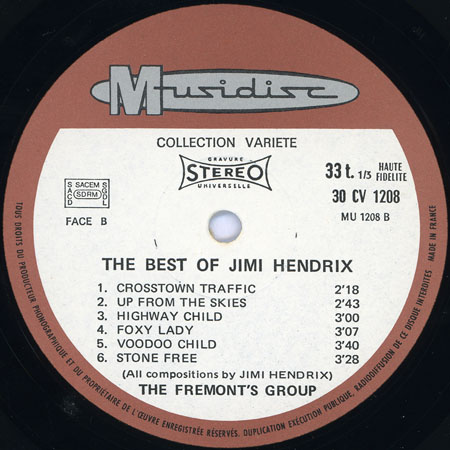 fremont's group lp best of jimi hendrix label 1