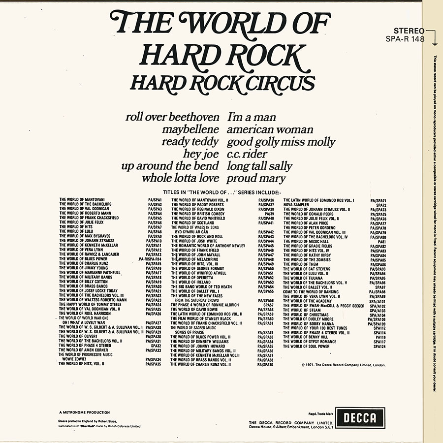 hard rock circus lp the world of hard rock decca uk back