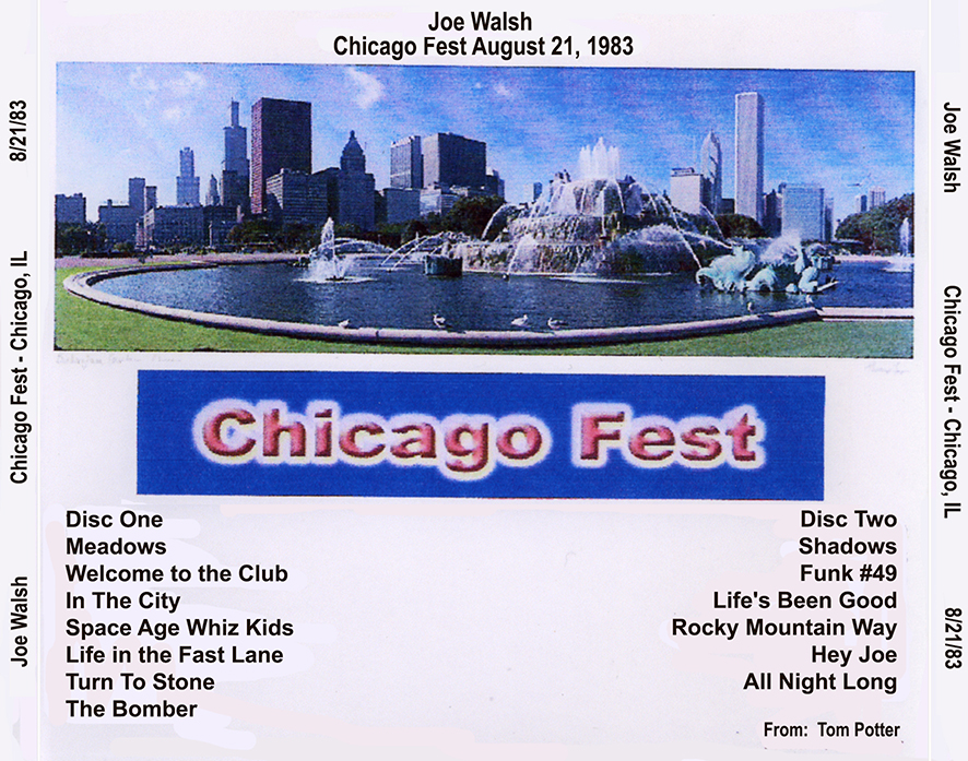 joe walsh cdr chicago fest august 21, 1983 tray