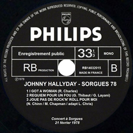 johnny hallyday 2LP sorgues 78 label b