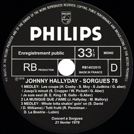 johnny hallyday 2LP sorgues 78 label d