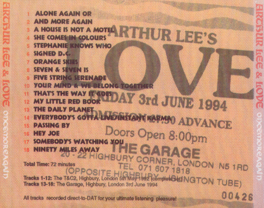 arthur lee and love cd once more again tray