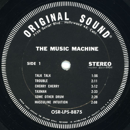 music machine lp turn on stereo label 1