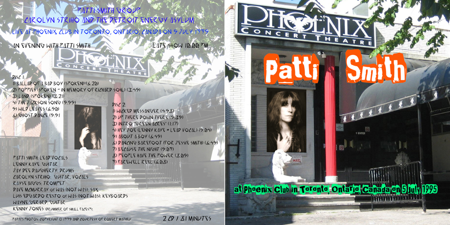 patti smith cd live at phoenix center theatre in toronto out